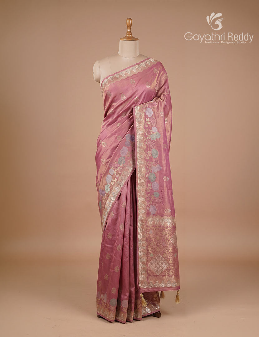 Semi Kanchipuram Silk Fancy Saree in Tissue Red