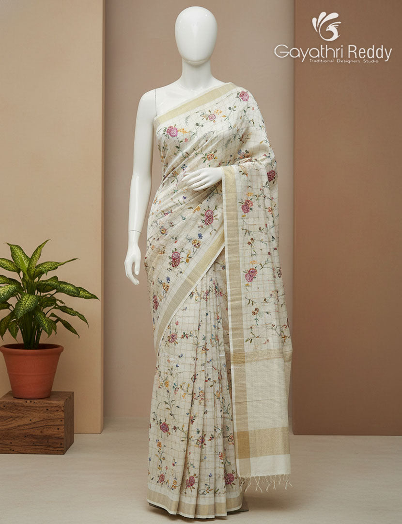 KHADI SILK WORK SAREE-KSW9