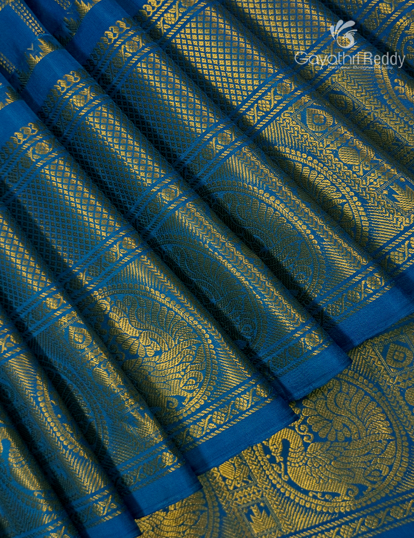 Pure Gadwal Silk Saree in Cobalt Blue