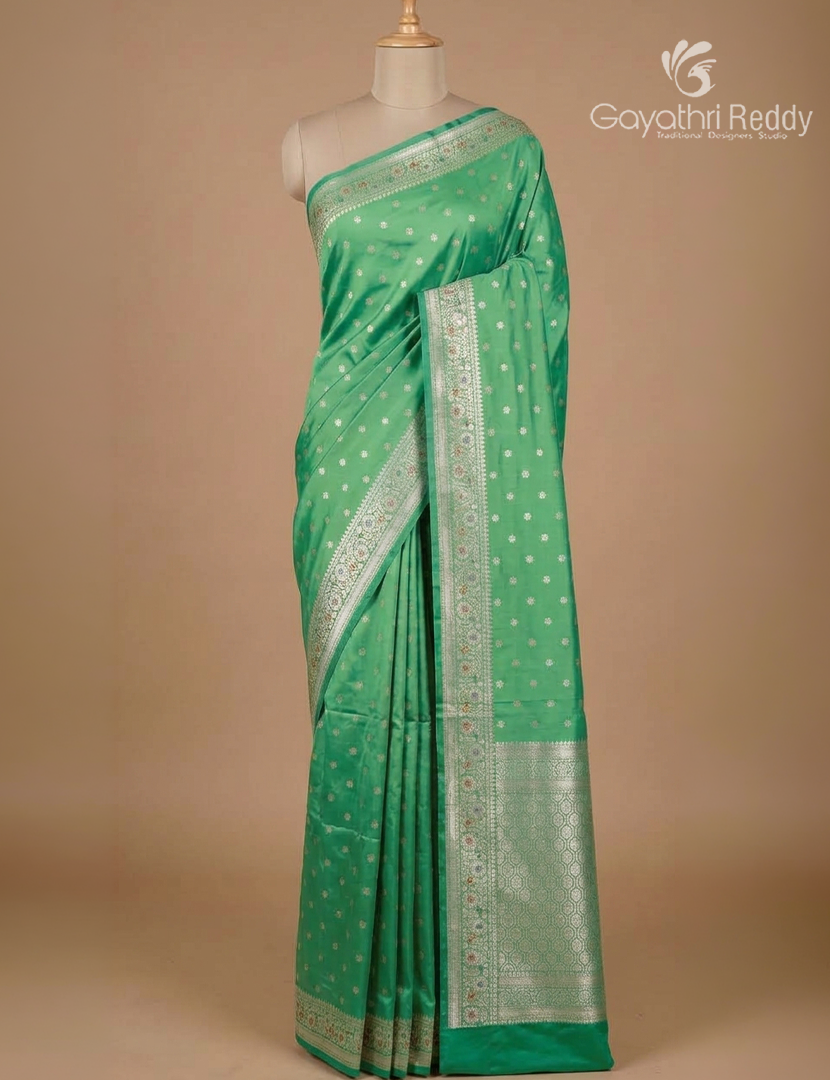 Semi Banaras Katan Silk Saree in Light Green