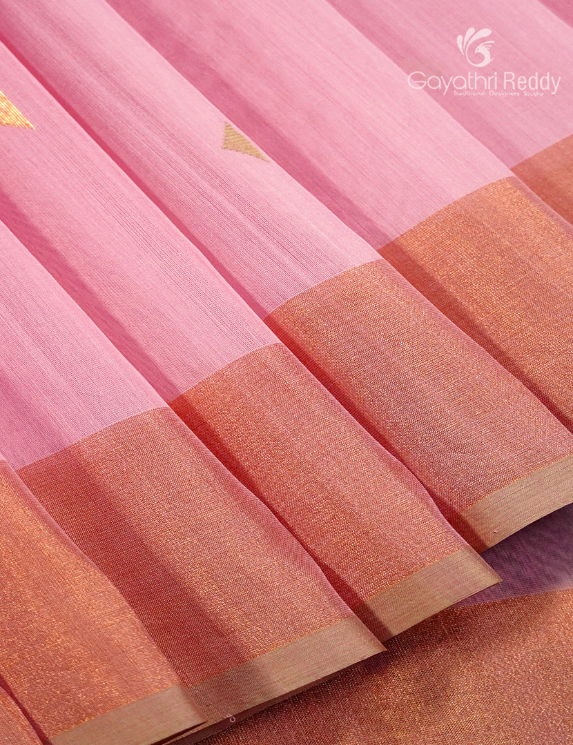 Pure Chanderi Sico Saree in Baby Pink and Pista Green