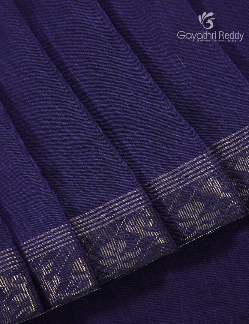 Jamdani Cotton Saree in Deep  Blue