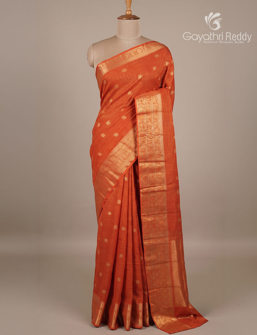 Semi Mysore Crepe Saree in Deep Red