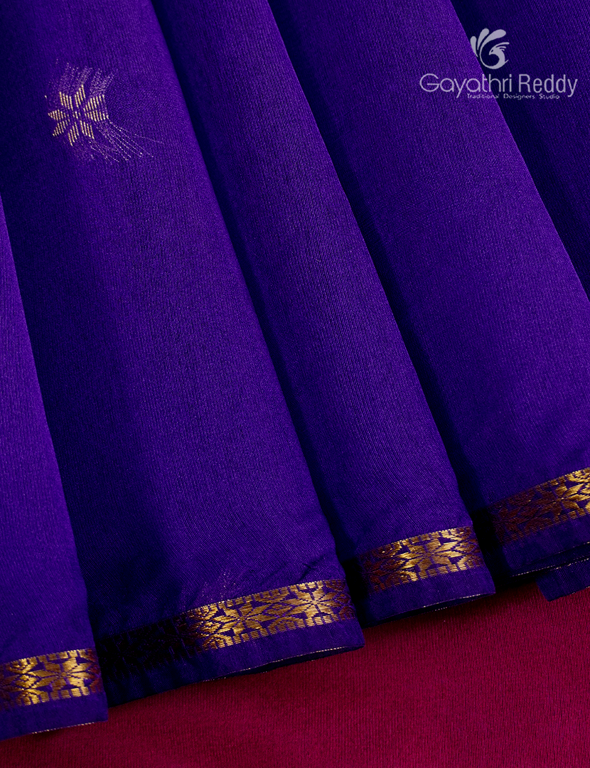 Silk Cotton Saree in Royal Blue and Rani Pink