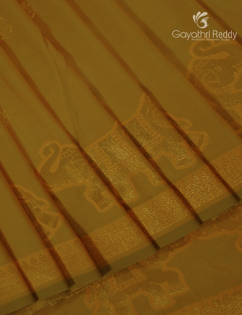 Semi Kanchipuram Art Silk Saree in Dry Mehendi