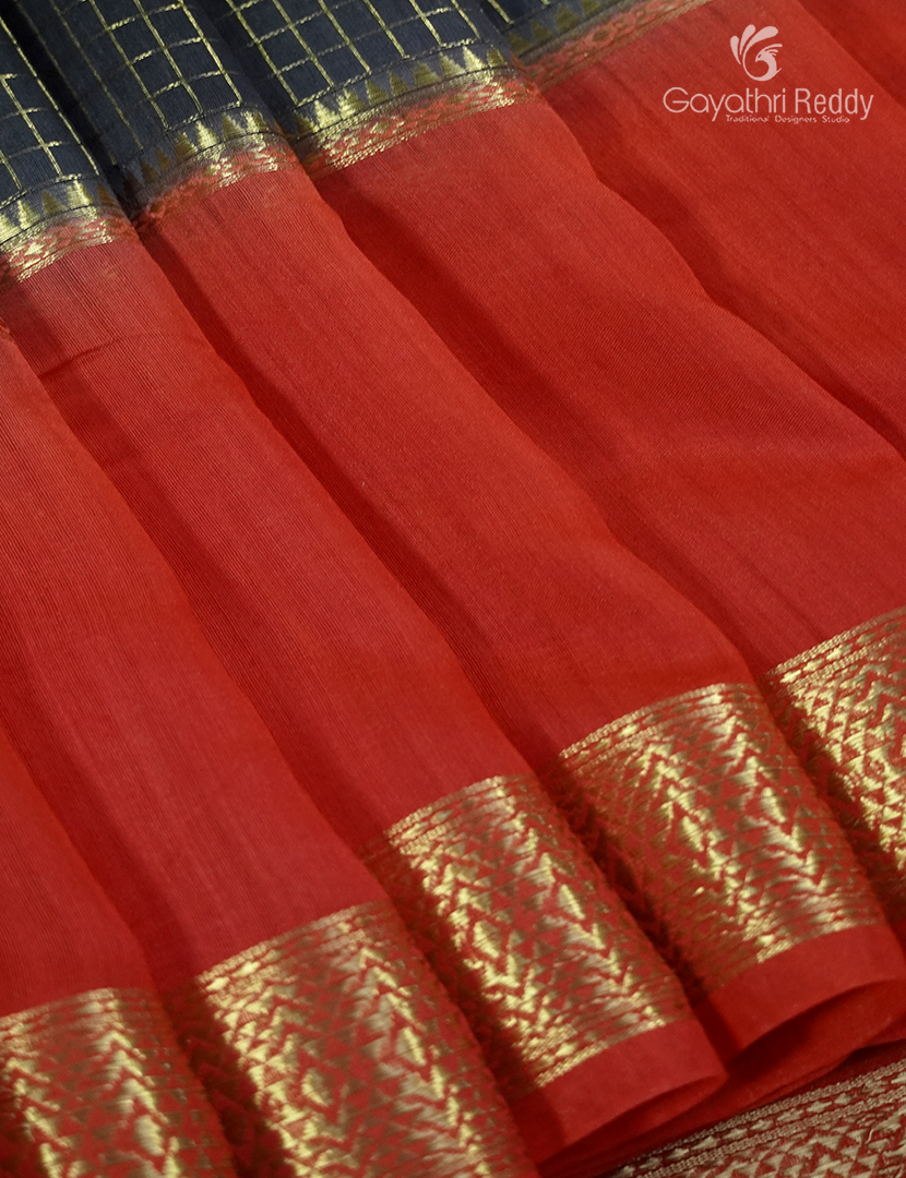 Semi Mysore Crepe Saree in Black and Red