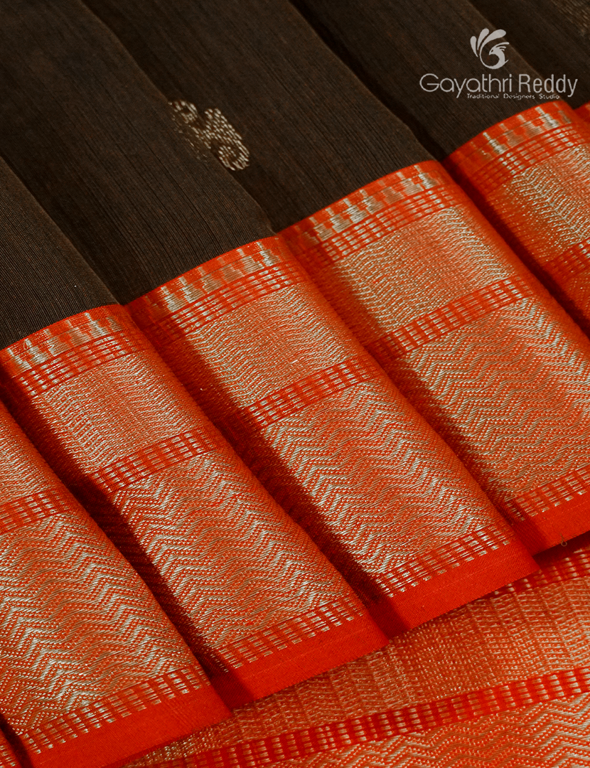 Pure Chanderi Sico Saree in Black and Red