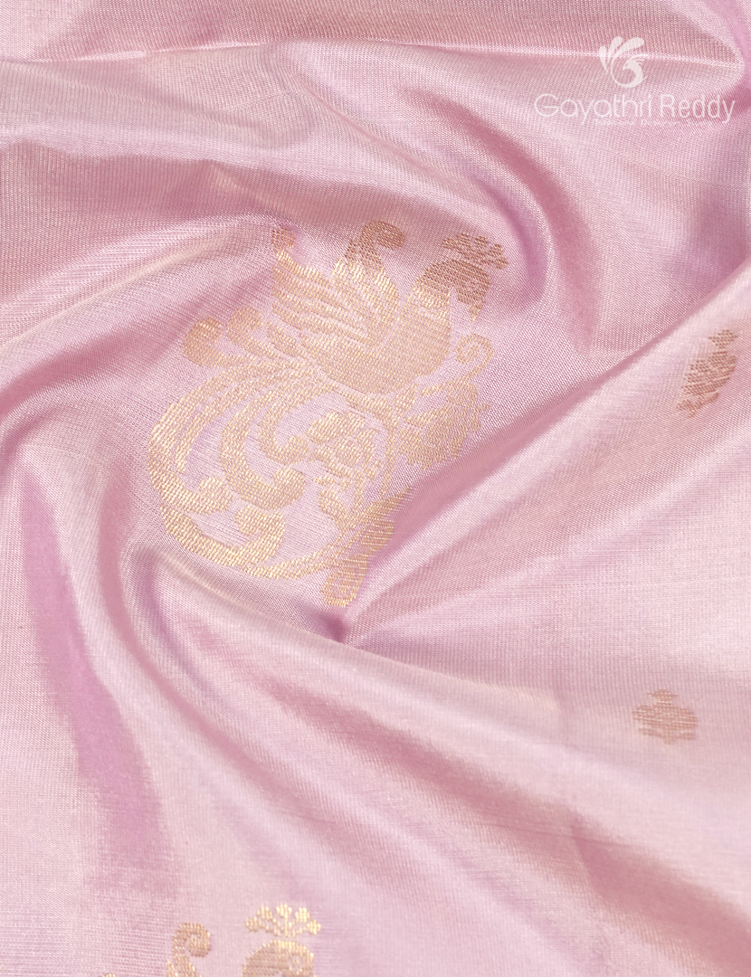 Pure Kanchipuram Silk Vintage Saree in Pastel pink and Deep Purple