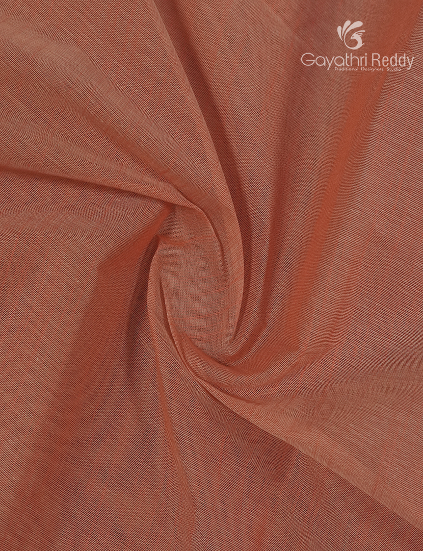 Pure Handloom Cotton Saree in Coral Peach