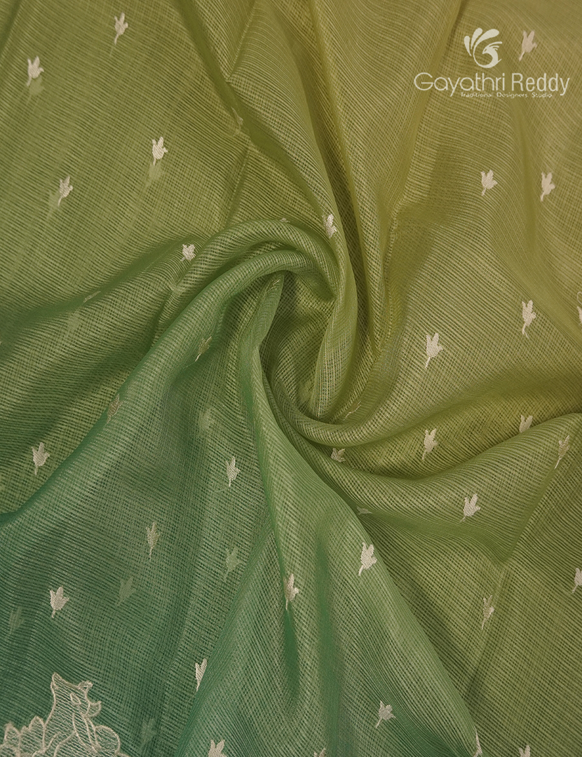 Silk Kota Saree in Lime Green and Sea Green