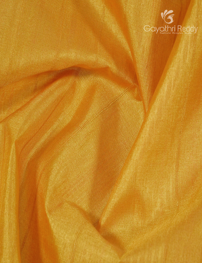 Semi Tussar Saree in Golden Yellow and Orange