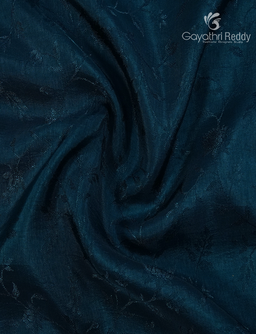 Semi Mysore Crepe Saree in Deep Peacock Blue