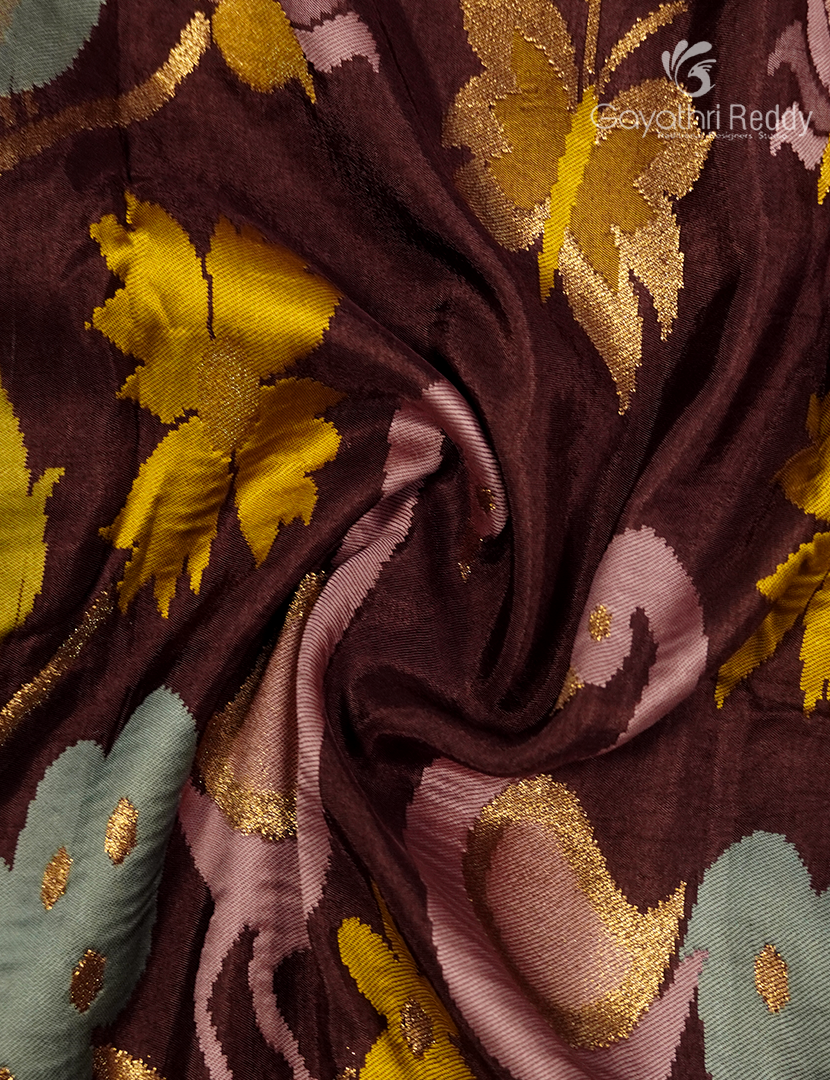 Pure Satin Silk Saree in Brown