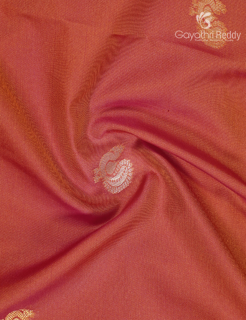 Semi Kanchipuram Art Silk Saree in Rust