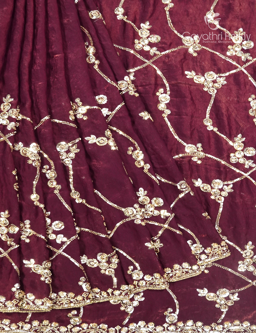 Tissue Fancy Saree in Maroon