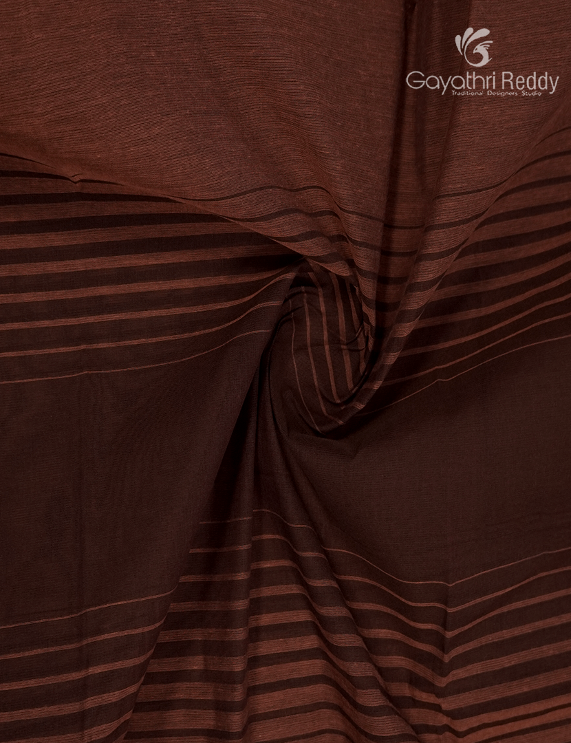 Pure Kanchi Cotton Saree in Light Brown and Deep Brown