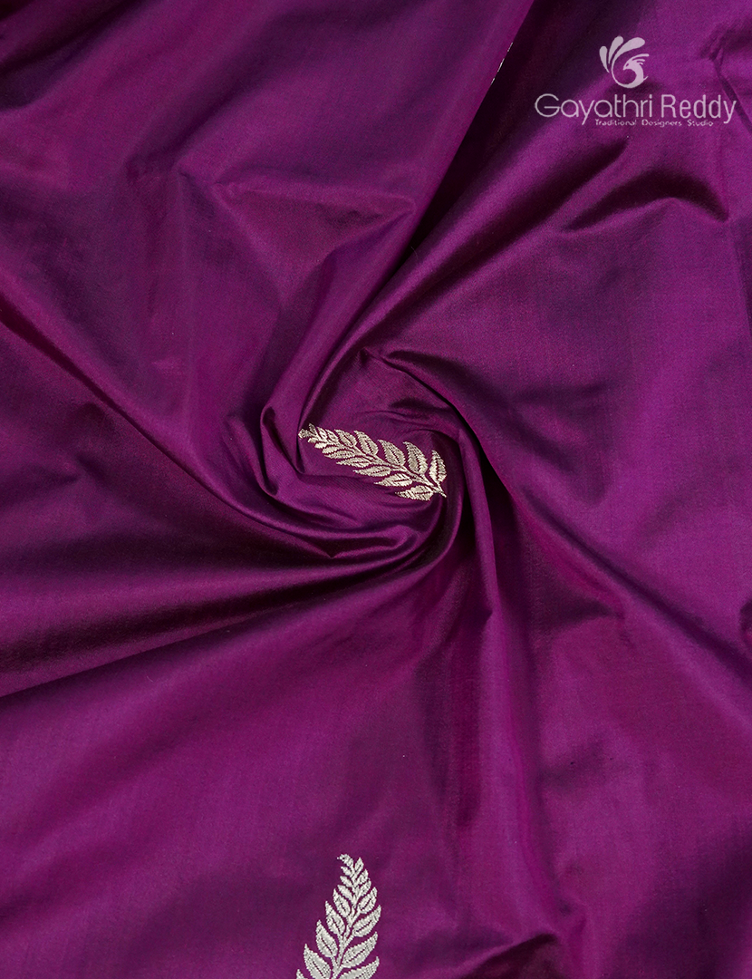 Pure Banaras Kadwa Silk Saree in Deep Purple