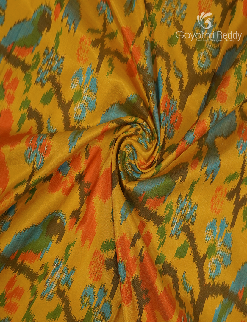 Pure Ikat Silk Saree in Yellow