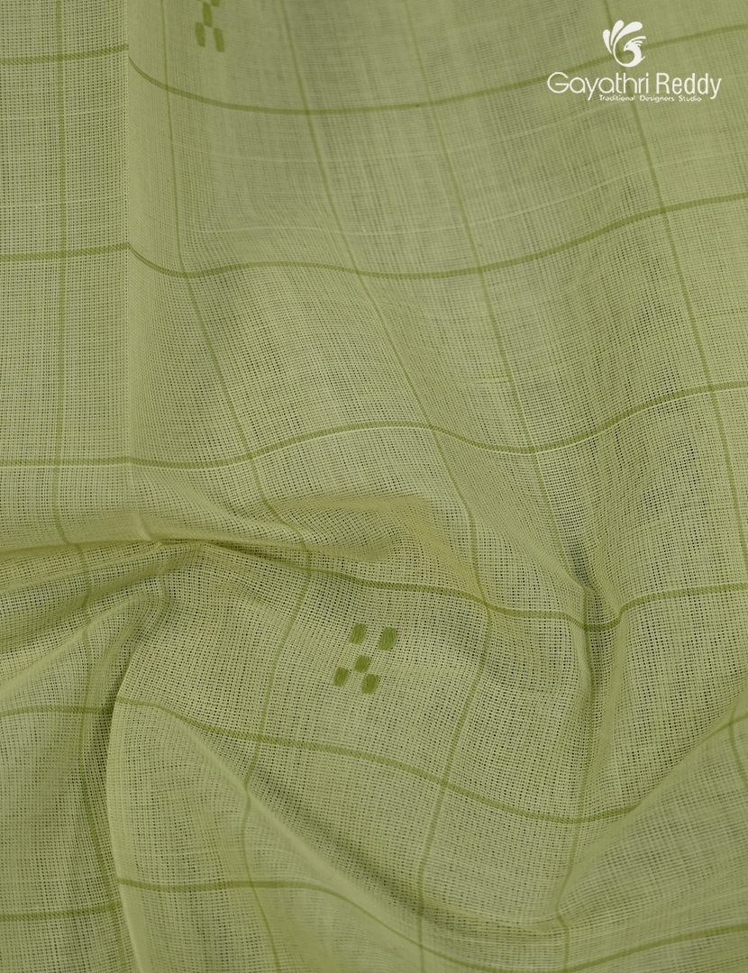 Pure Kanchi Cotton Saree in Light Green and Parrot Green