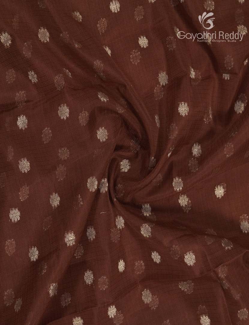 Banaras Kota Lehanga Set in Brown and Rani Pink