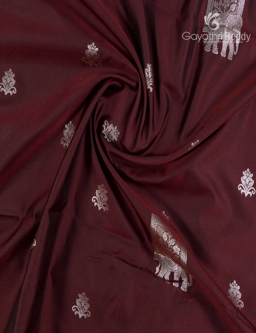 Soft Silk Saree in Deep Maroon and Deep Green