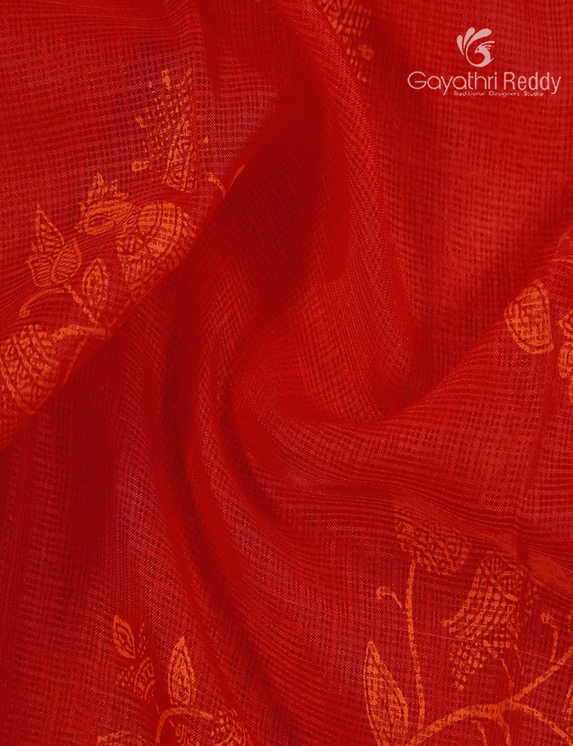 Kota Printed Saree in Red