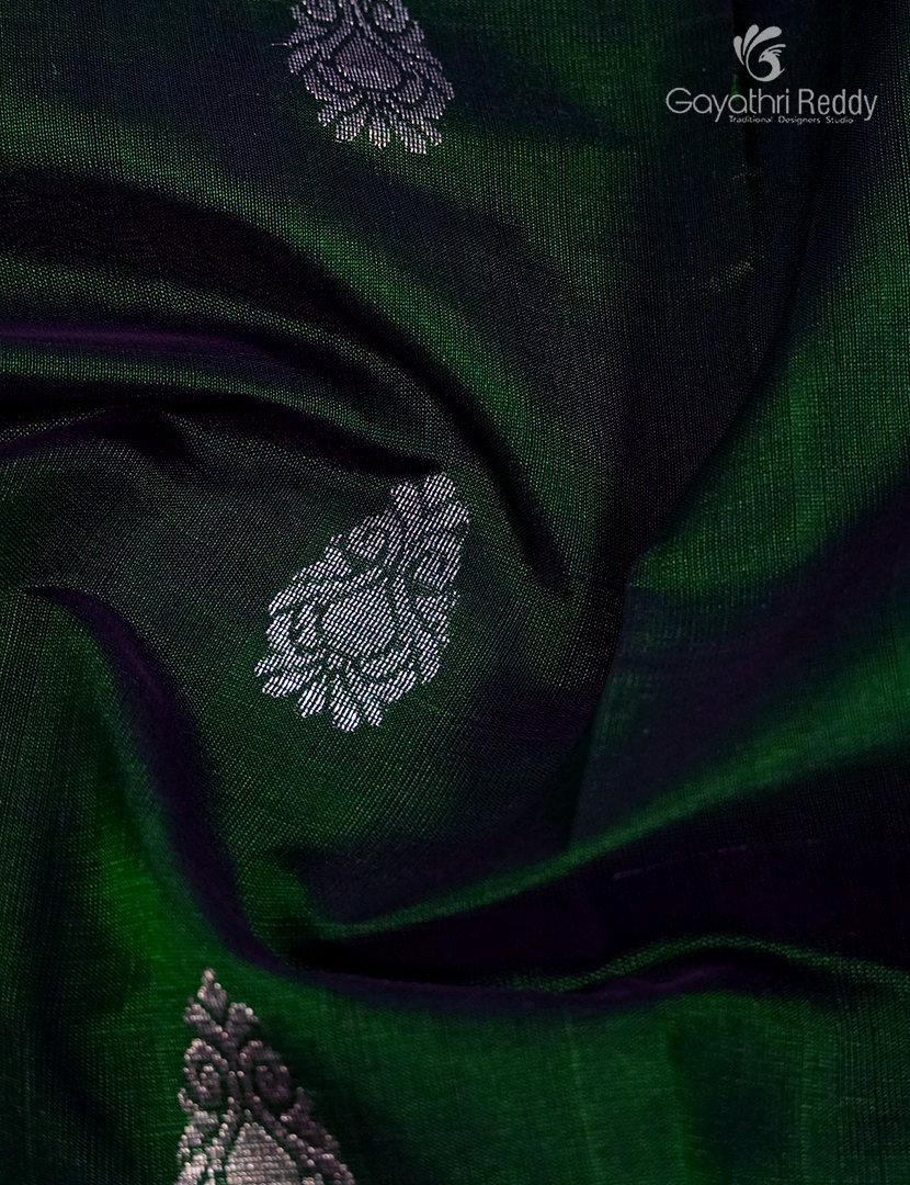 Pure Arani Sico Saree in Deep Bottle green and Hot Pink