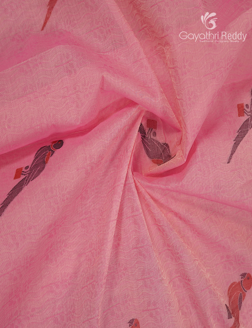 Pure Kanchi Cotton Saree in Baby Pink