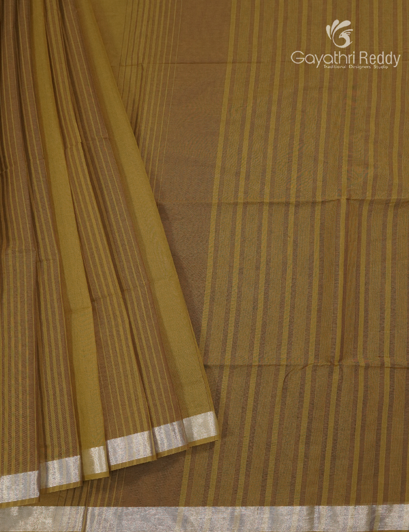 Pure Kanchi Cotton Saree in Dry Mehendi