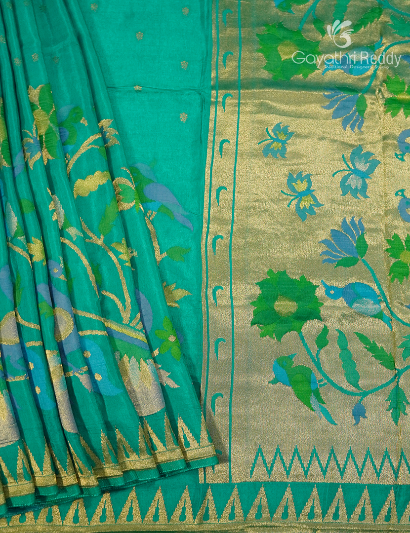 Pure Satin Silk Saree in Sea Foam Green