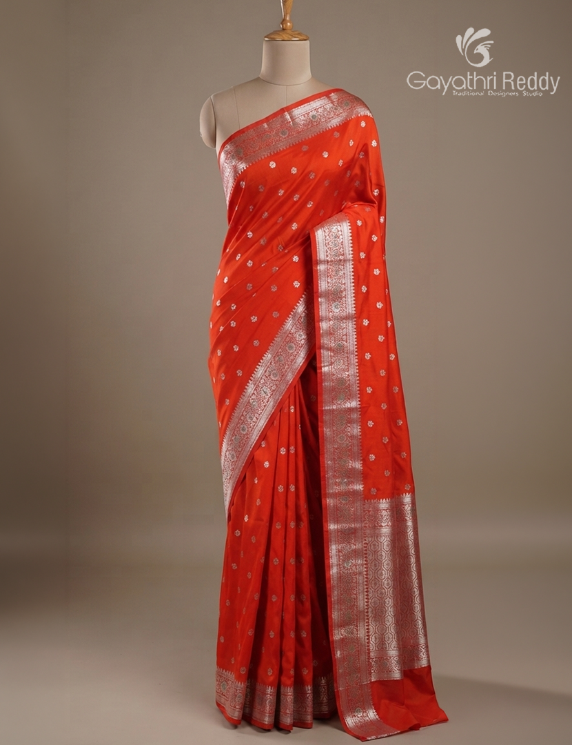 Semi Banaras Katan Silk Saree in Red