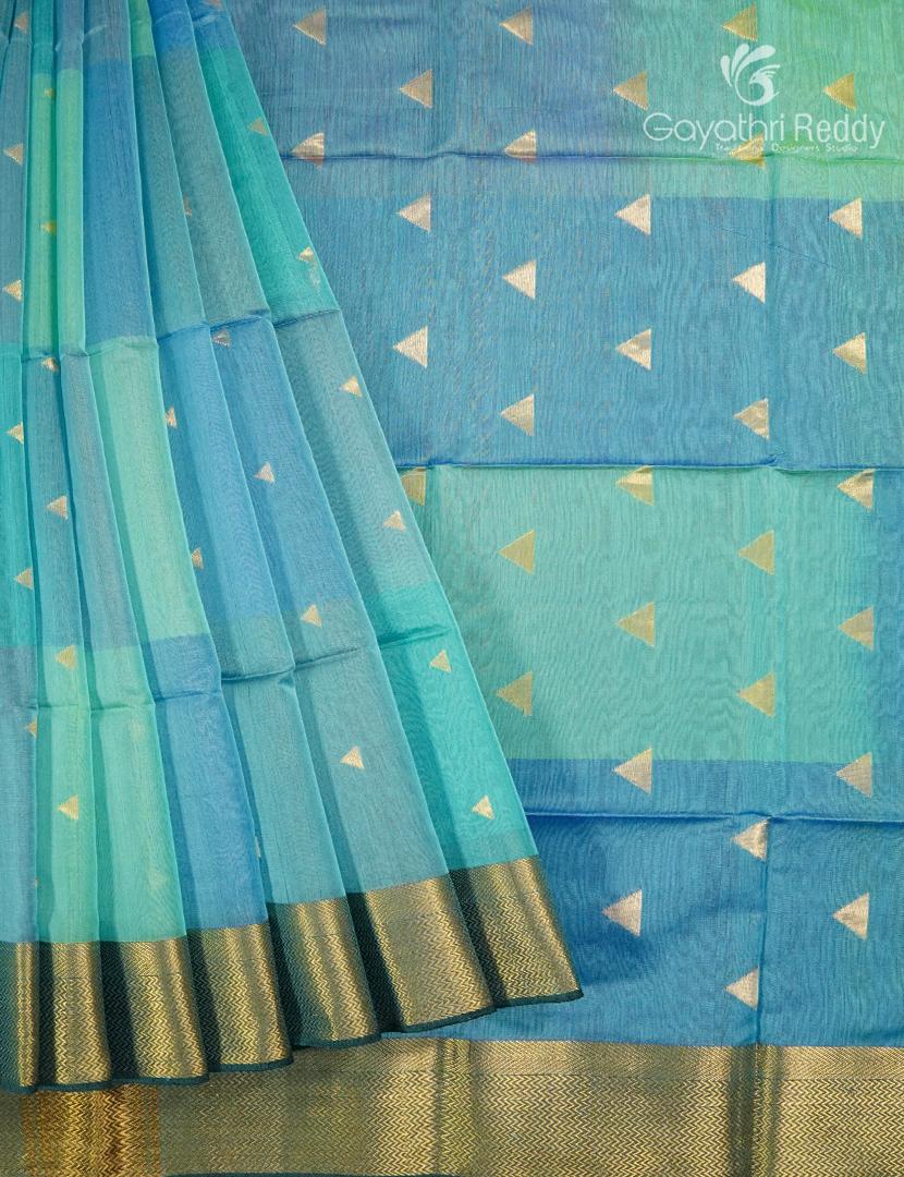 Pure Chanderi Sico Saree in Pastel Sea Green