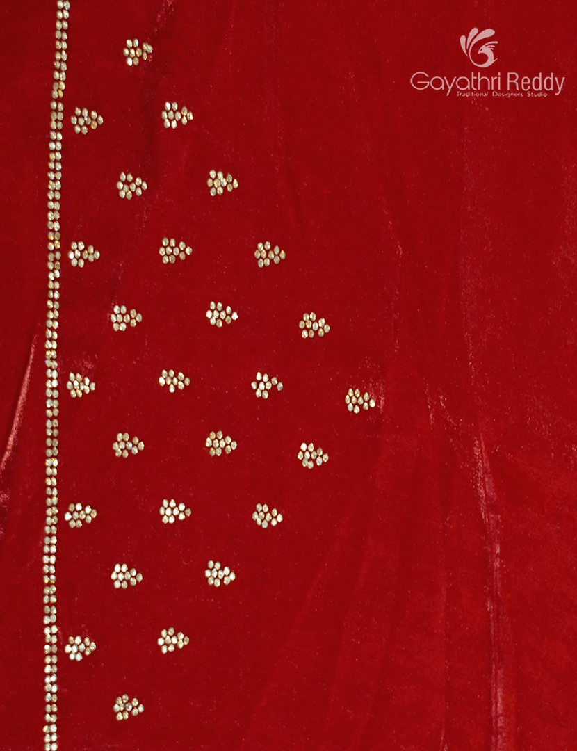 Organza Fancy Saree in Deep Red