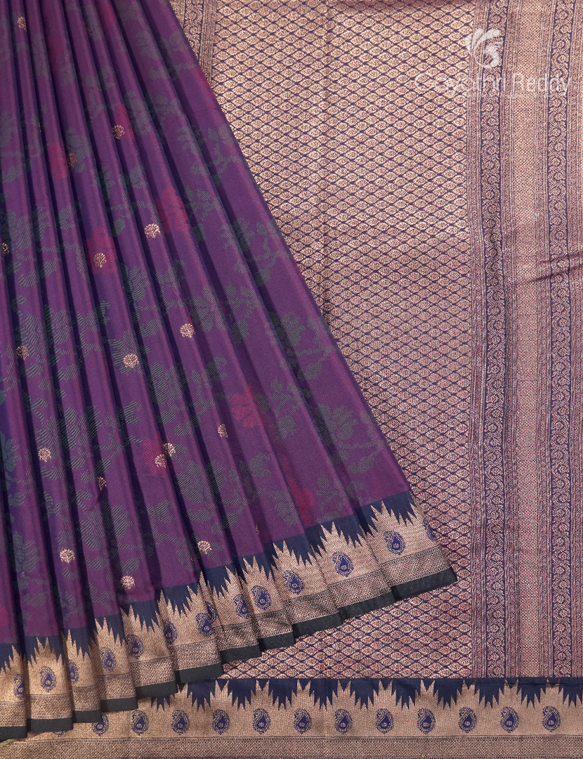 Semi Kanchipuram Art Silk Saree in Deep Violet