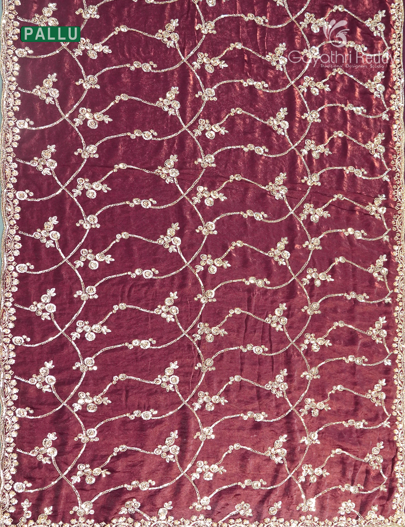 Tissue Fancy Saree in Maroon