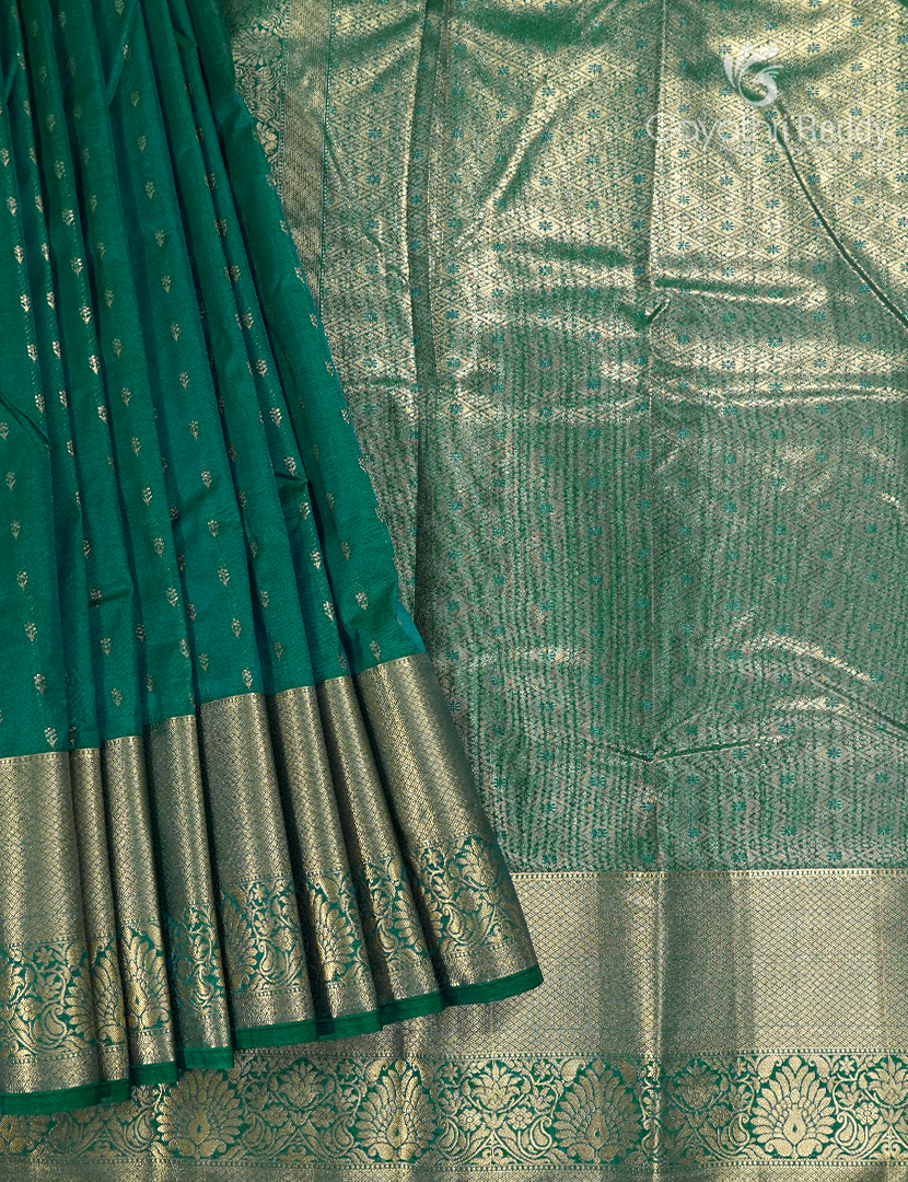 Semi Kanchipuram Silk Saree in Bottle Green