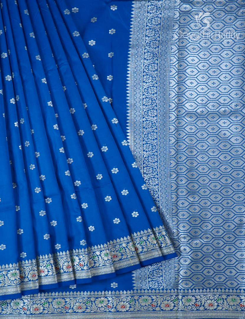 Semi Banaras Katan Silk Saree in Persian Blue
