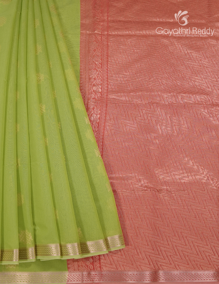 Kanchipuram Sico Saree in Light Green and Peach