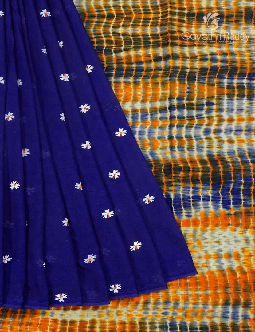 Pure MulMul Cotton Saree in Deep Royal Blue