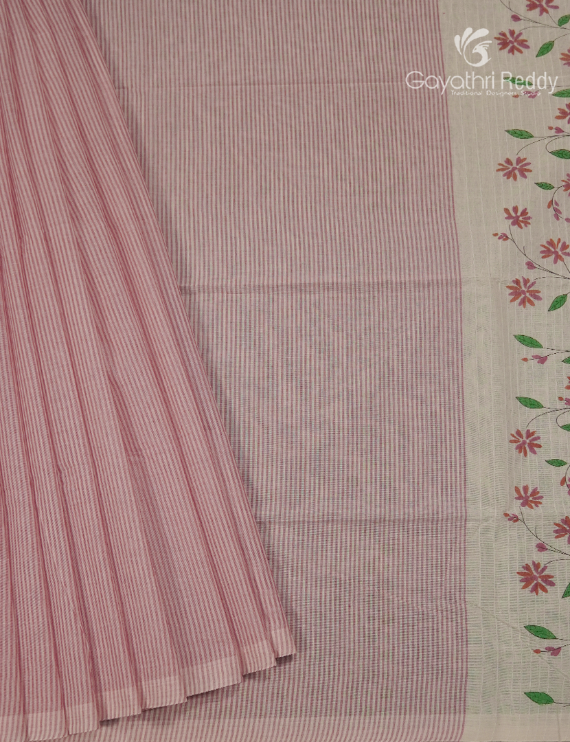 Pure Kanchi Cotton Printed Saree in Baby Pink