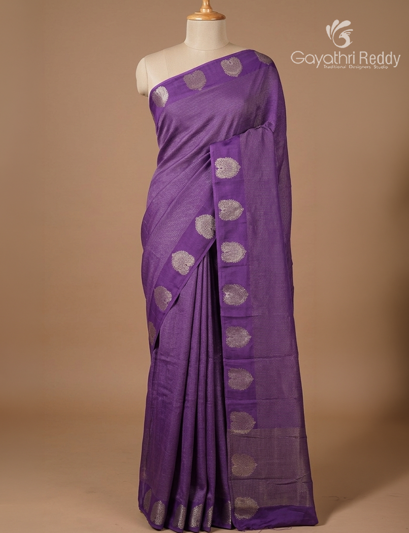 Semi Mysore Crepe Saree in Purple