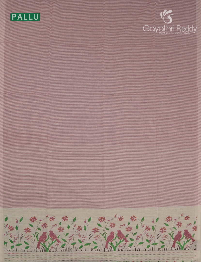 Pure Kanchi Cotton Printed Saree in Baby Pink