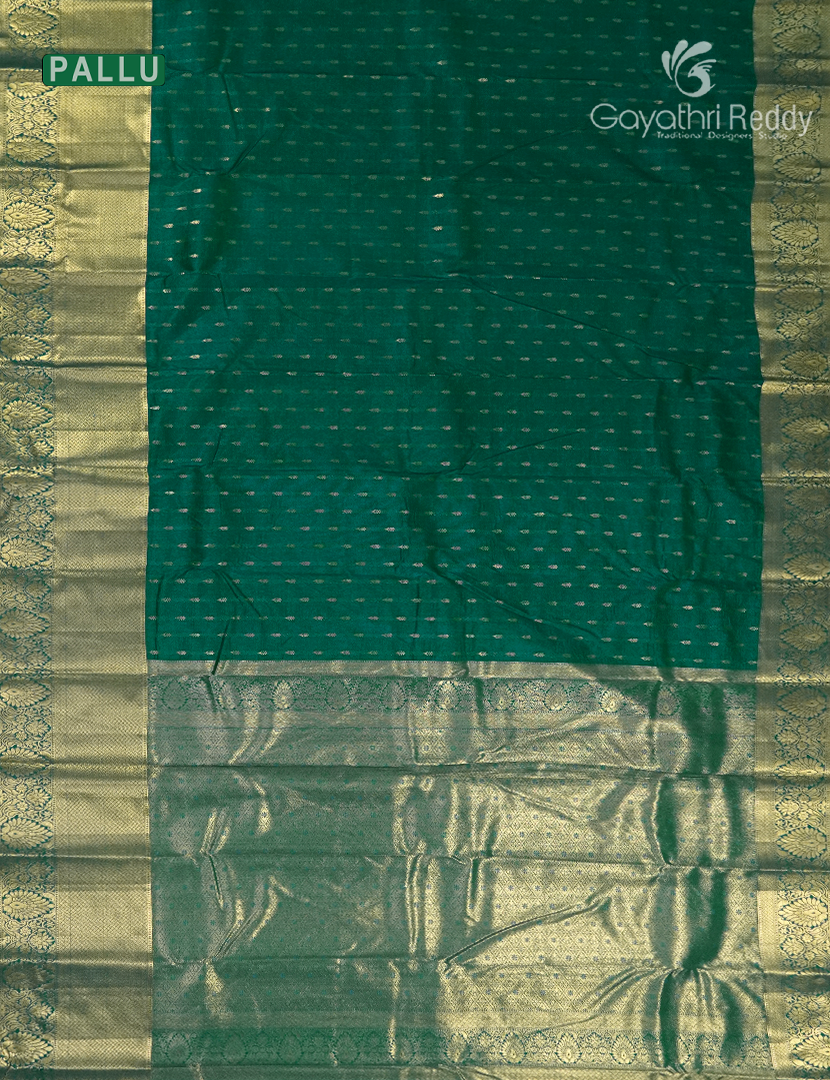 Semi Kanchipuram Silk Saree in Bottle Green