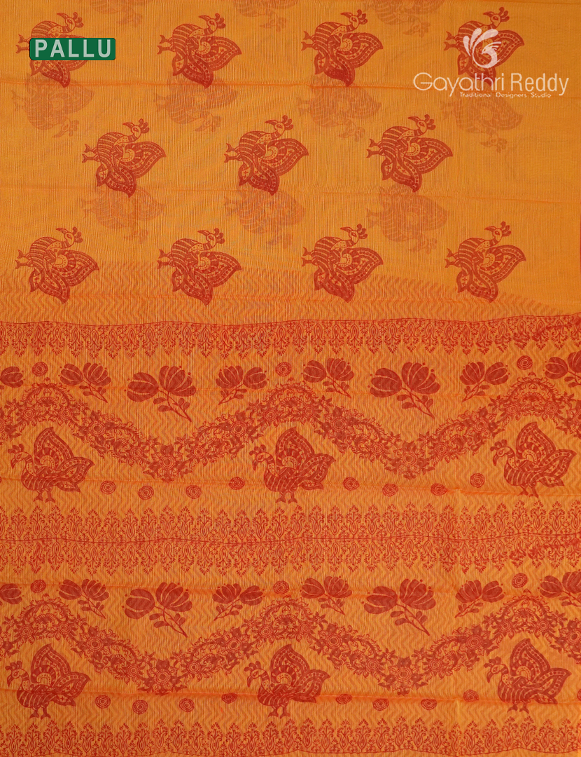 Kota Printed Saree in Tangarine