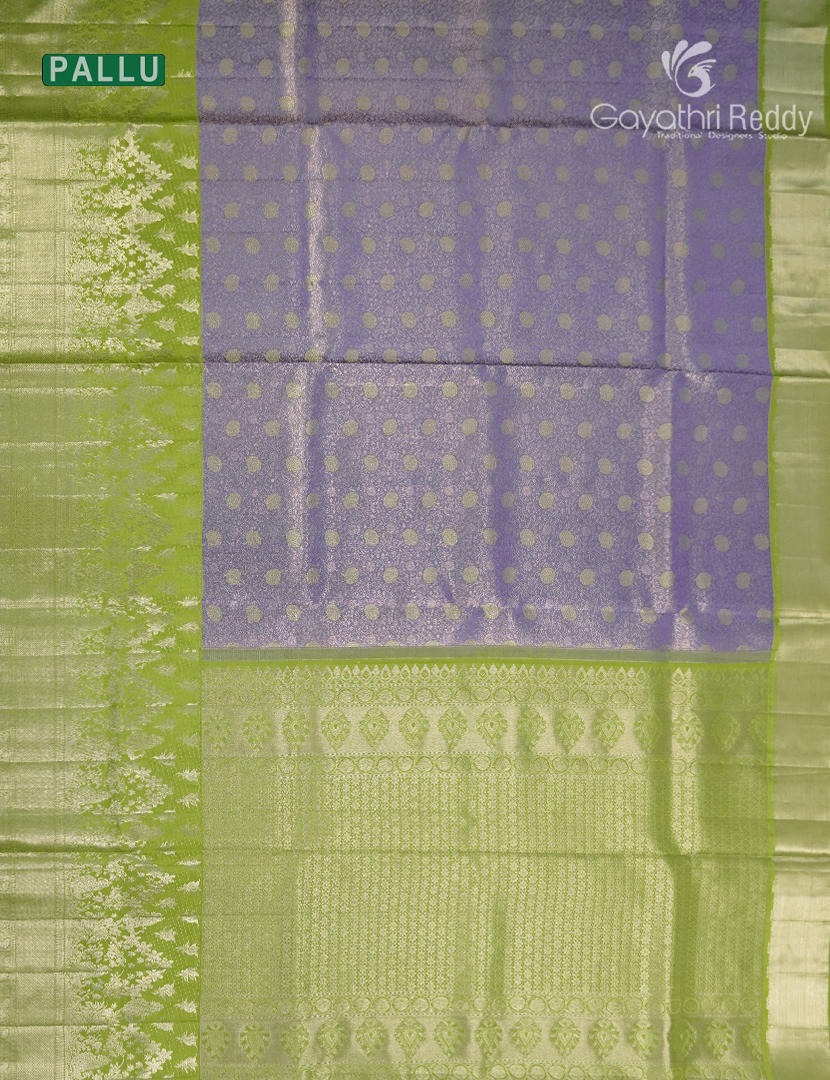 Pure Kanchipuram Bridal Silk  Saree in Lavender and Parrot Green