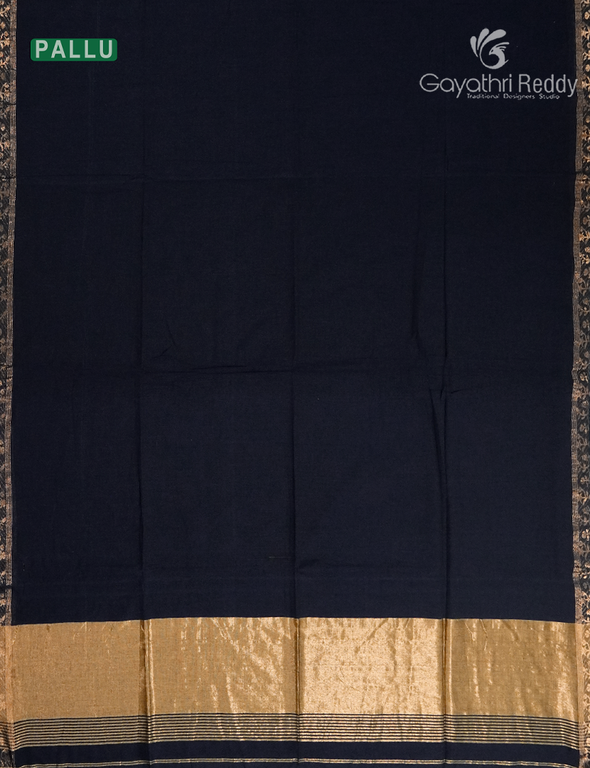 Jamdani Cotton Saree in Deep Black