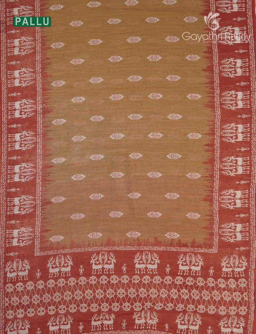 Linen Cotton Saree in Chikoo