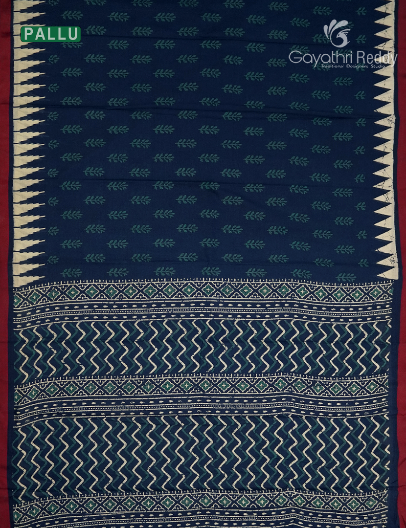 Vidharbha Cotton Saree in Indigo Blue