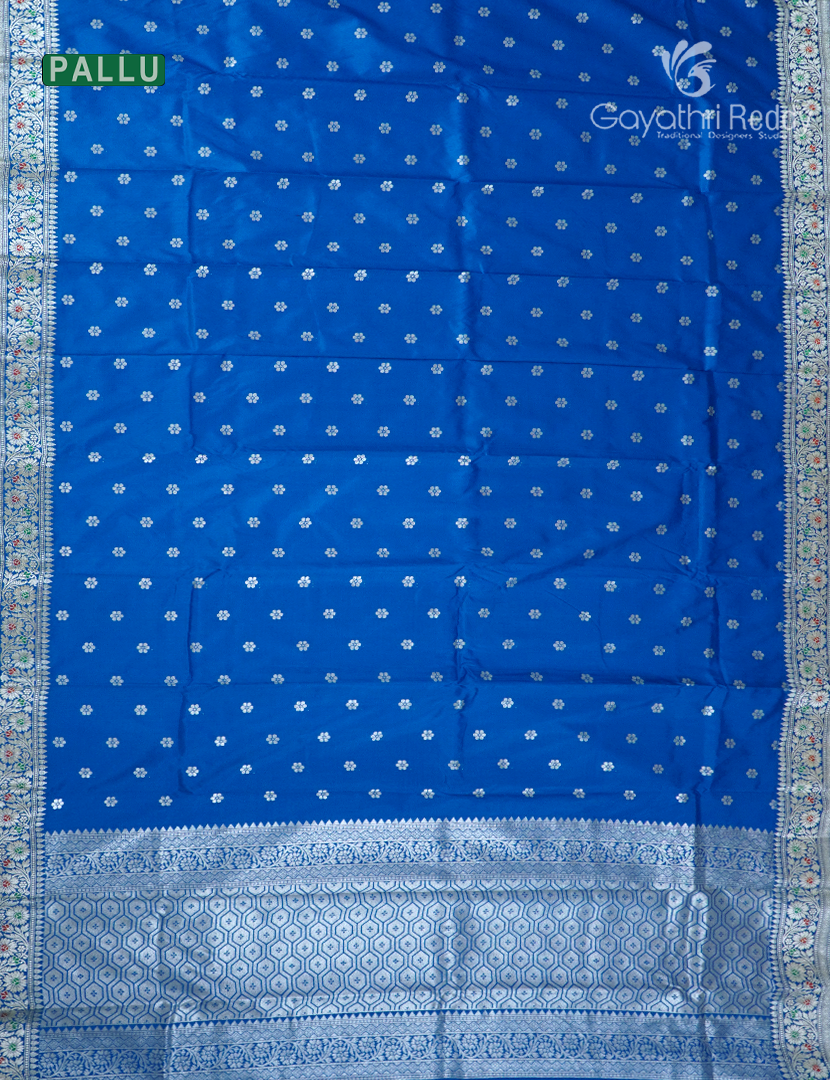 Semi Banaras Katan Silk Saree in Persian Blue