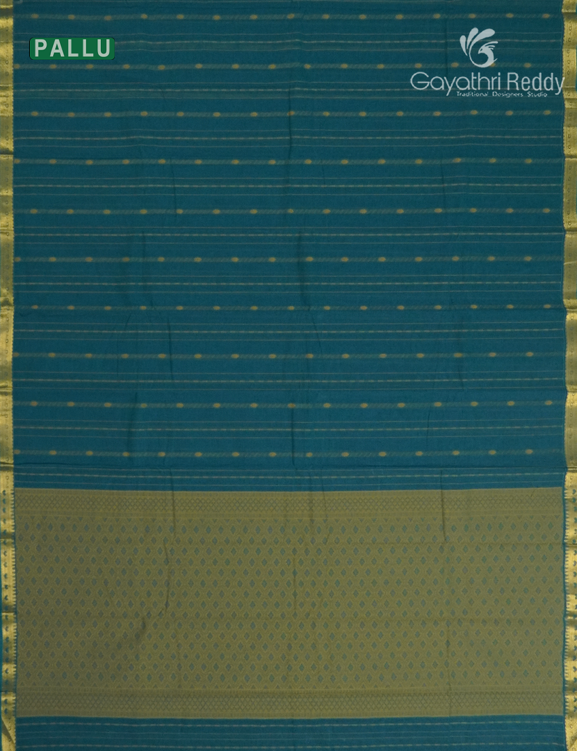 Pure Kanchi Cotton Saree in Deep Peacock Blue